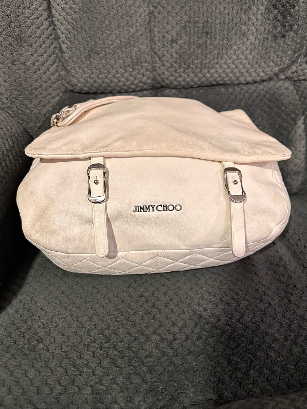 Jimmy Choo Cream Leather Chain-Handle Shoulder Bag